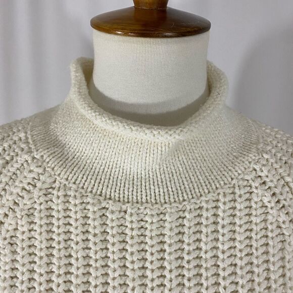 Lands’ End Roll Neck Chunky Knit Cotton Sweater - Picture 7 of 9
